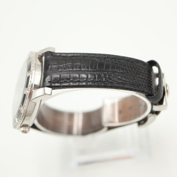 BCBG MAXAZRIA 38mm Black Watch Gem Glitz Bezel Black Leather with New Battery main image 4